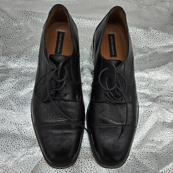 Bostonians Men's Black Leather Lace Up Cap Toe Oxfords Dress Shoes, Size 10.5 M - Picture 3 of 11